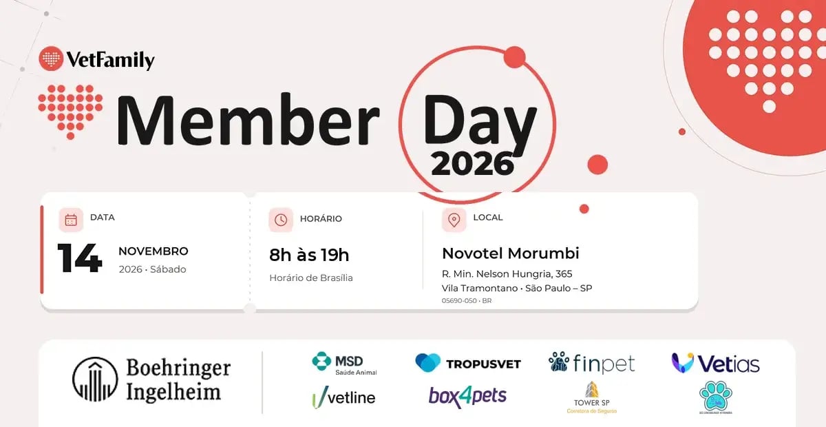Member Day VetFamily 2026, 14 de novembro, das 8h às 19h, no Novotel Morumbi, em São Paulo.